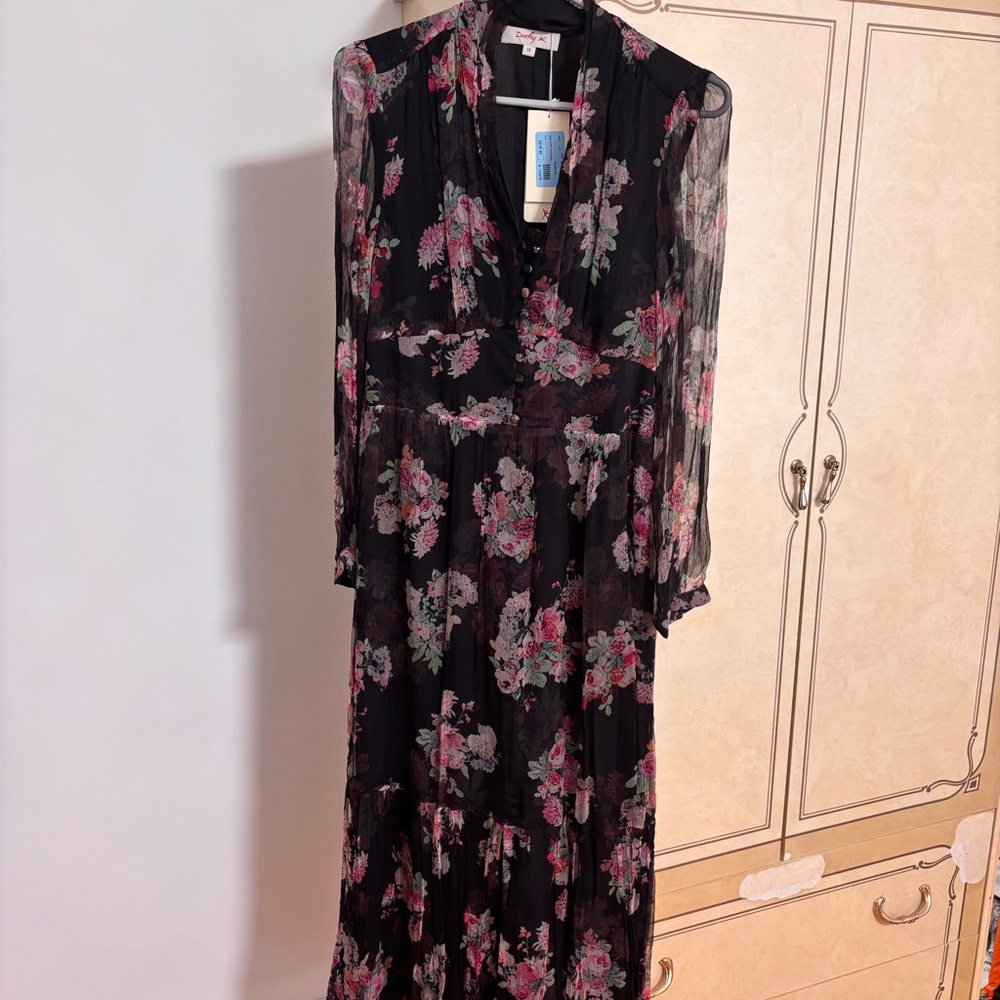 Derhy Floral Chiffon Maxi Dress Size M NWT